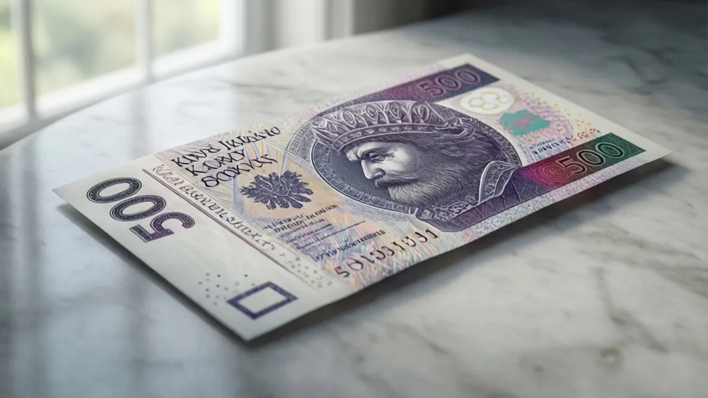 Banknot 500 zł wycofany? Wyjaśniamy prawdę o statusie tego nominału Banknot 500 zł wycofany – zbliżenie na autentyczny banknot obiegowy z wizerunkiem króla Jana III Sobieskiego.