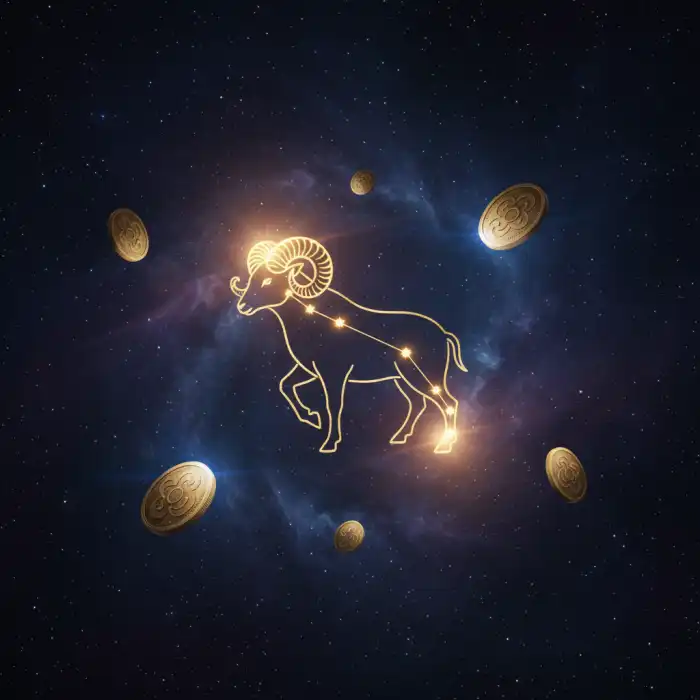 Horoskop na jutro Baran: Co czeka Cię w miłości i pracy? Symboliczny obraz Barana z gwiazdami, ilustrujący horoskop na jutro dla Barana.