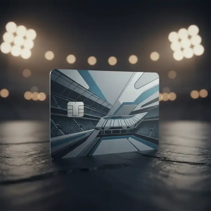 Karta Kibica: Bilety, Karnet, Wyrobienia - Wszystko o Dostęp do Meczu Zbliżenie na bramkę stadionu z czytnikiem kart, symbolizującą wejście dzięki karcie kibica.