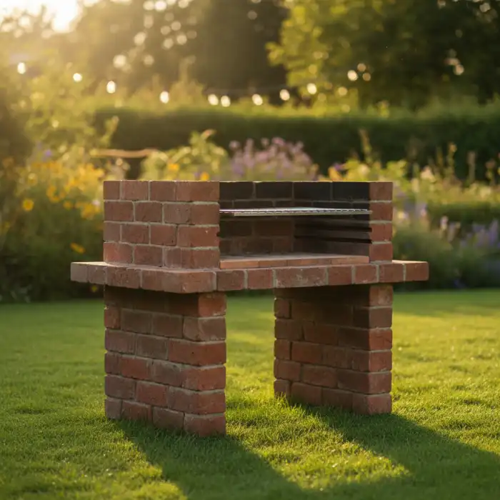Prosty grill z cegły: Zbuduj grill ogrodowy murowany krok po kroku Prosty grill z cegły w ogrodzie.