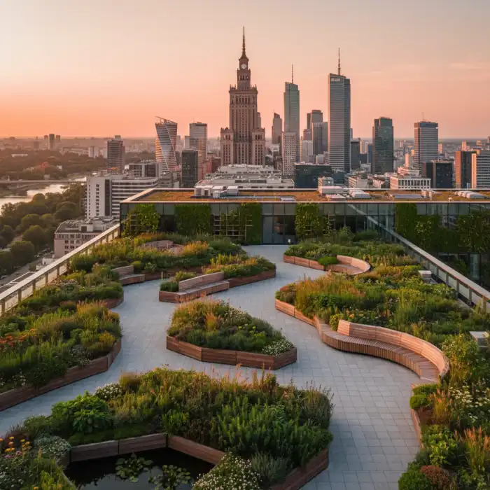 Taras widokowy Forest Warszawa: Darmowy Ogród na Dachu z Panoramą