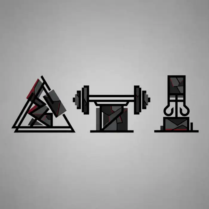 Trójbój co to? Czym jest trójbój siłowy, jakich ćwiczeń się składa Ilustracja przedstawiająca elementy trójboju siłowego: przysiad, wyciskanie, martwy ciąg – trójbój co to wyjaśnione wizualnie.