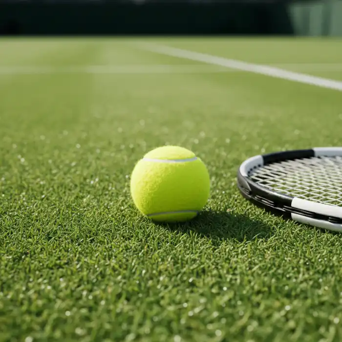 Turnieje Wielkoszlemowe: Wielki Szlem w Tenisie – Kalendarzowy Wielki Szlem w Tenisowych Turniejach Symboliczne przedstawienie turniejów wielkoszlemowych w tenisie: cztery ikoniczne korty i puchary.