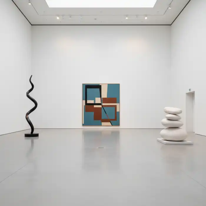 Warszawa galeria sztuki: Przewodnik po wystawach polskiej sztuki współczesnej Wnętrze nowoczesnej warszawskiej galerii sztuki z subtelnym nawiązaniem do sztuki współczesnej.