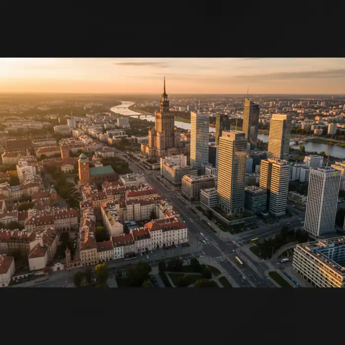 Warszawa w 2 dni: Stolica w 48 godzin – plan zwiedzania Warszawa w 2 dni – panorama miasta z widokiem na Wisłę i kluczowe zabytki.